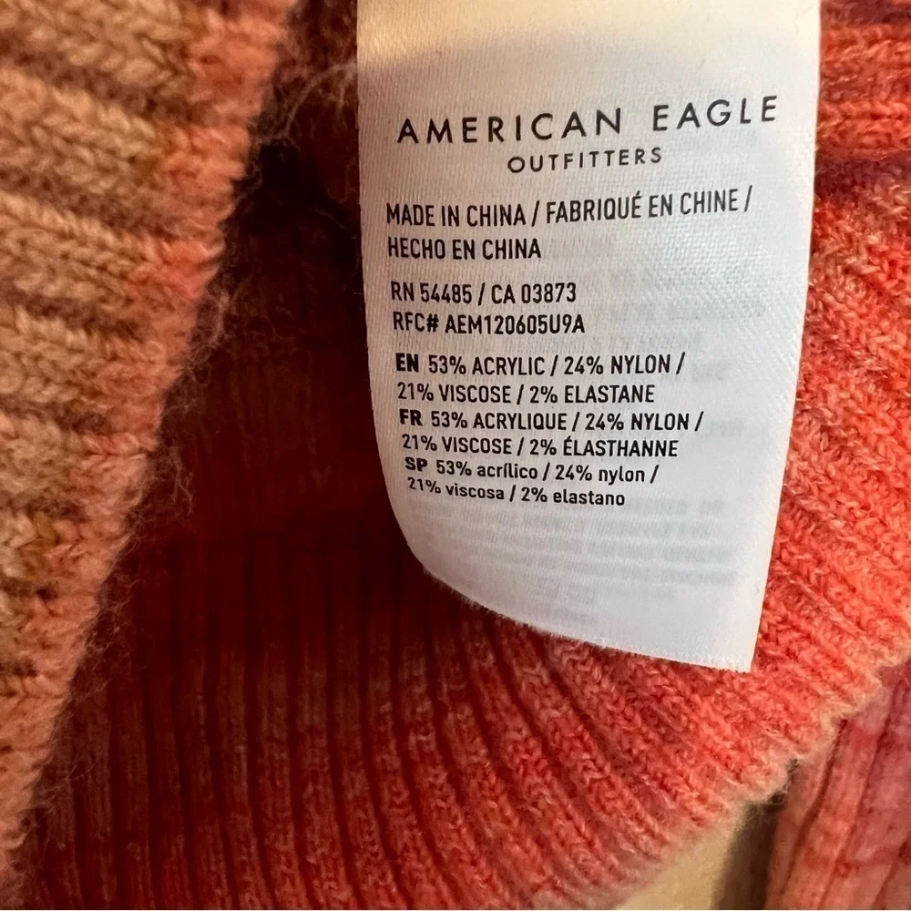 Small American Eagle Women's Red Space Dyed Faux Wrap Cropped Sweater